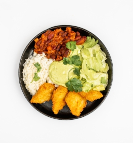 Burita bowl su tilapija „Panko" plutelėje
